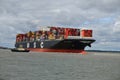 Container ship flows from Felixstowe UK Royalty Free Stock Photo